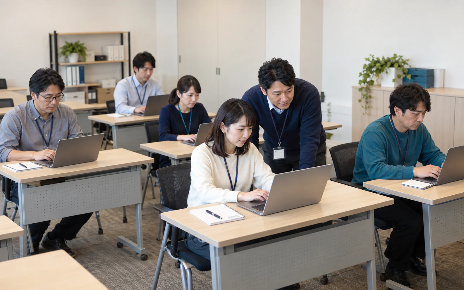 参加者が対面でAI活用を学ぶAI実践講座のイメージ